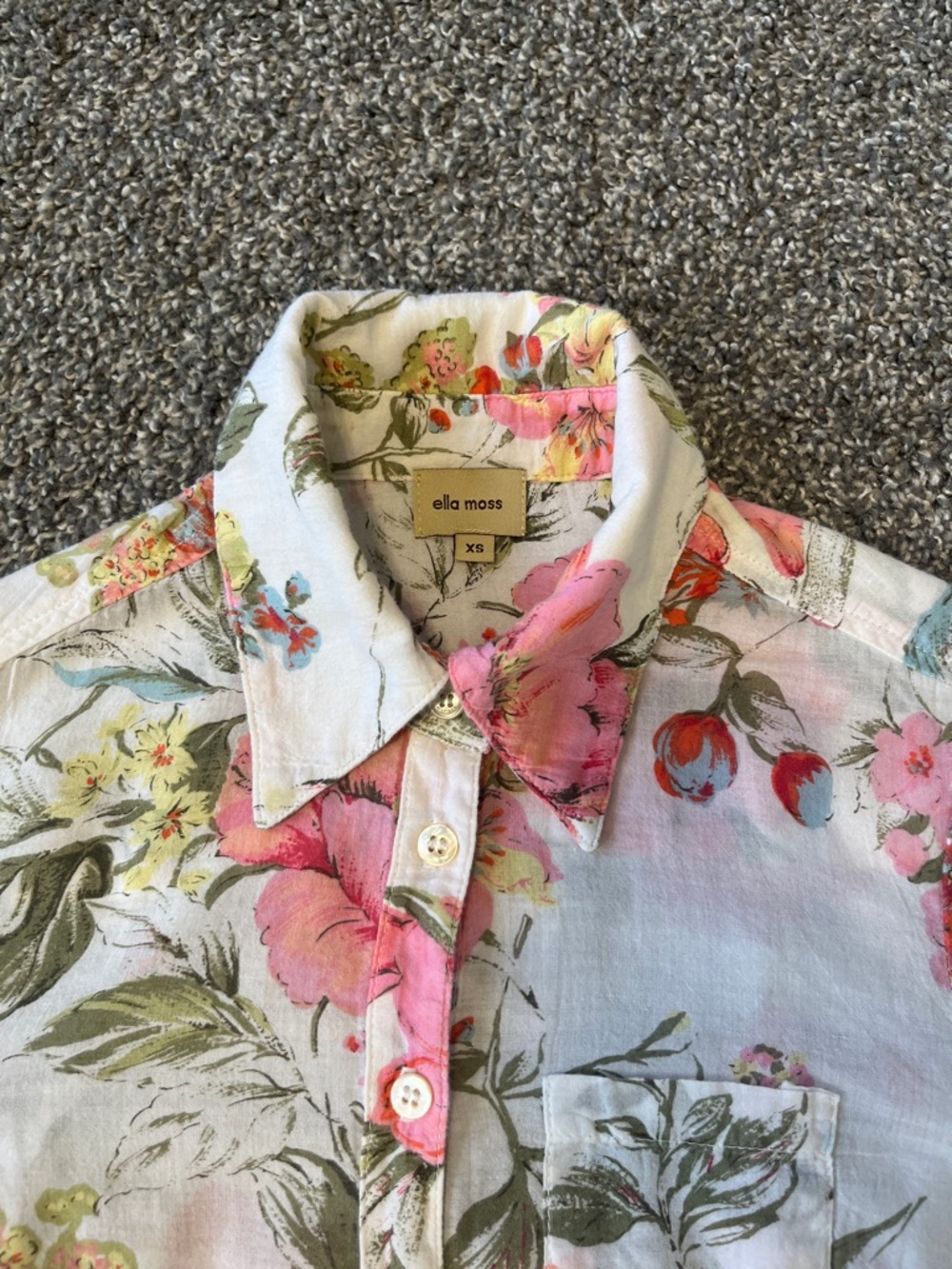 Ella Moss Floral Button-Down Shirt Size XS - Picture 8 of 9